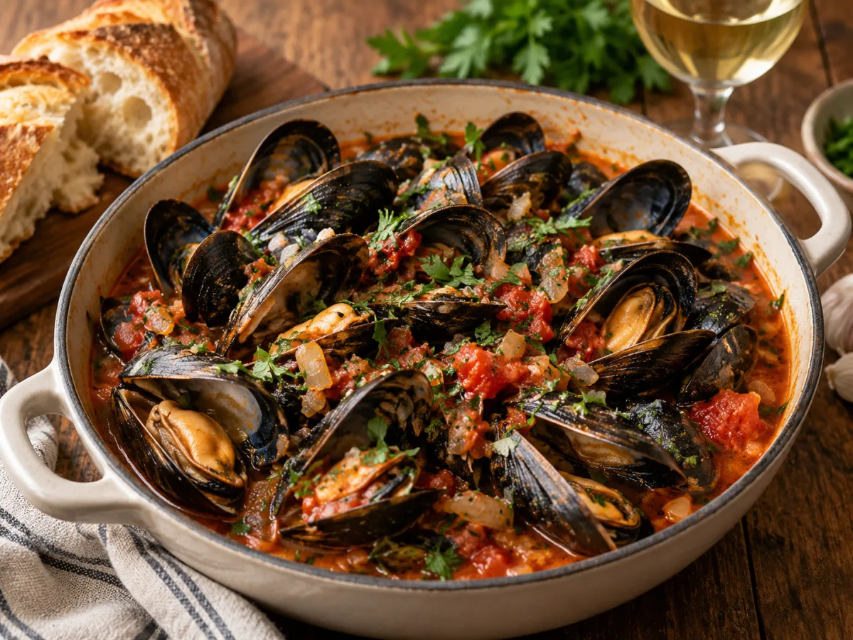 B.C. Mussels in Tomato-Wine Sauce