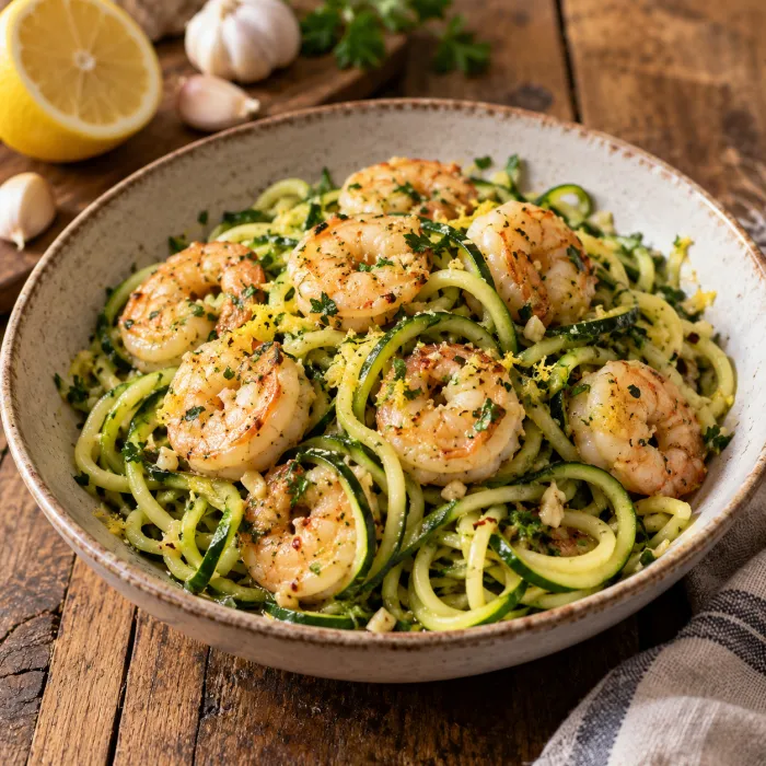 Garlic Shrimp Zucchini Pasta